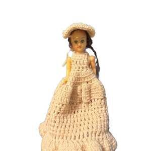 Vintage Tammy Clone Doll with Handmade Crochet Dress Hat Plastic HONG KONG
